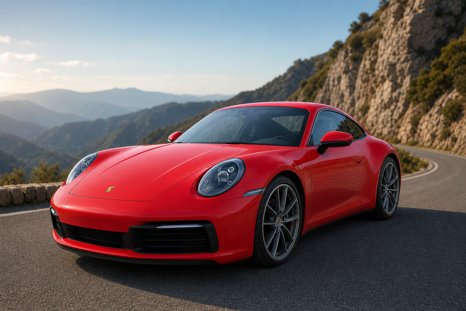 Porsche 911 на горной дороге
